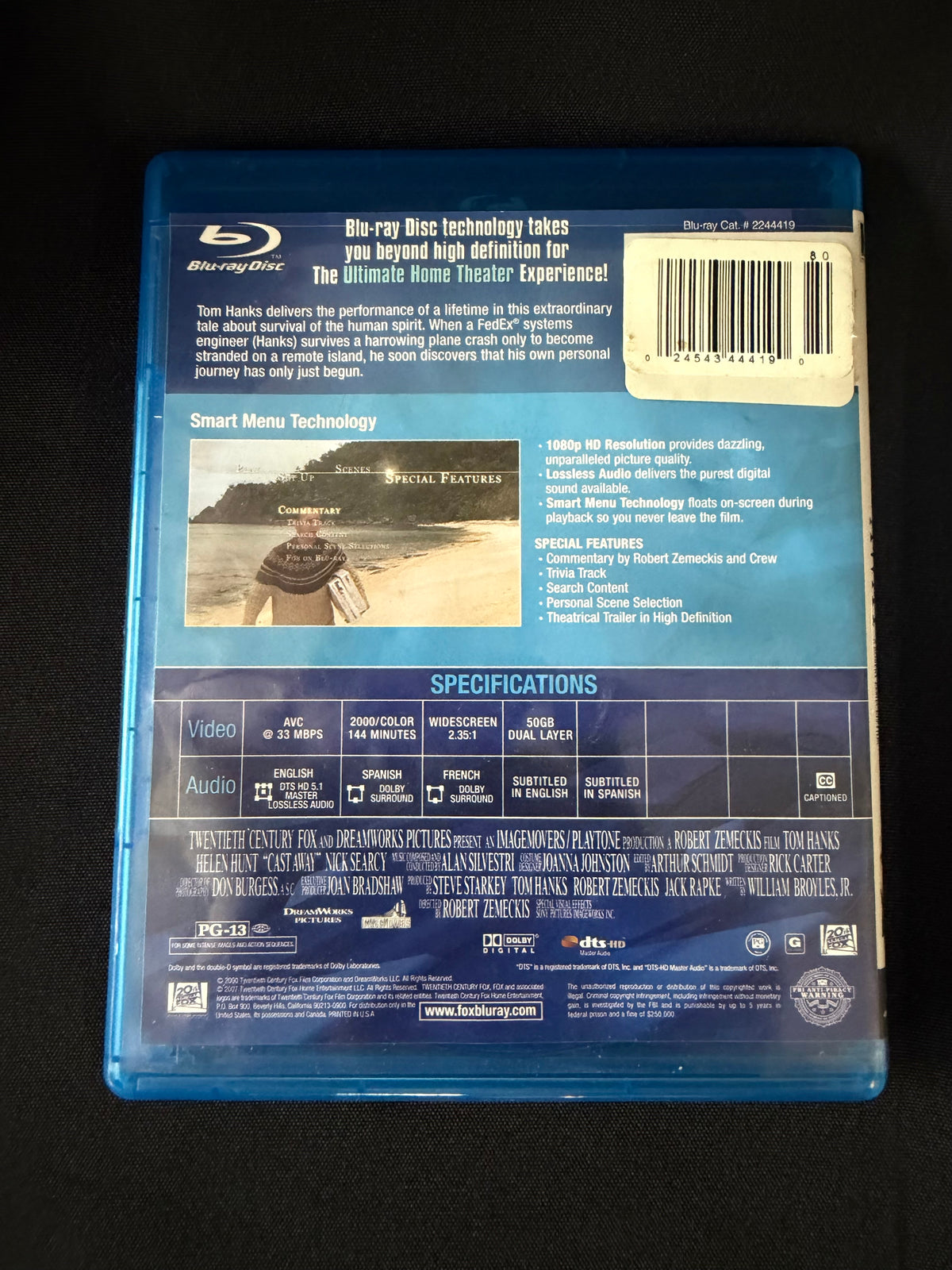 Cast Away (Blu-ray, 2000)