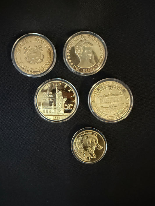 Set of 5 Coins - Commemorative, Patriotic, Cultural