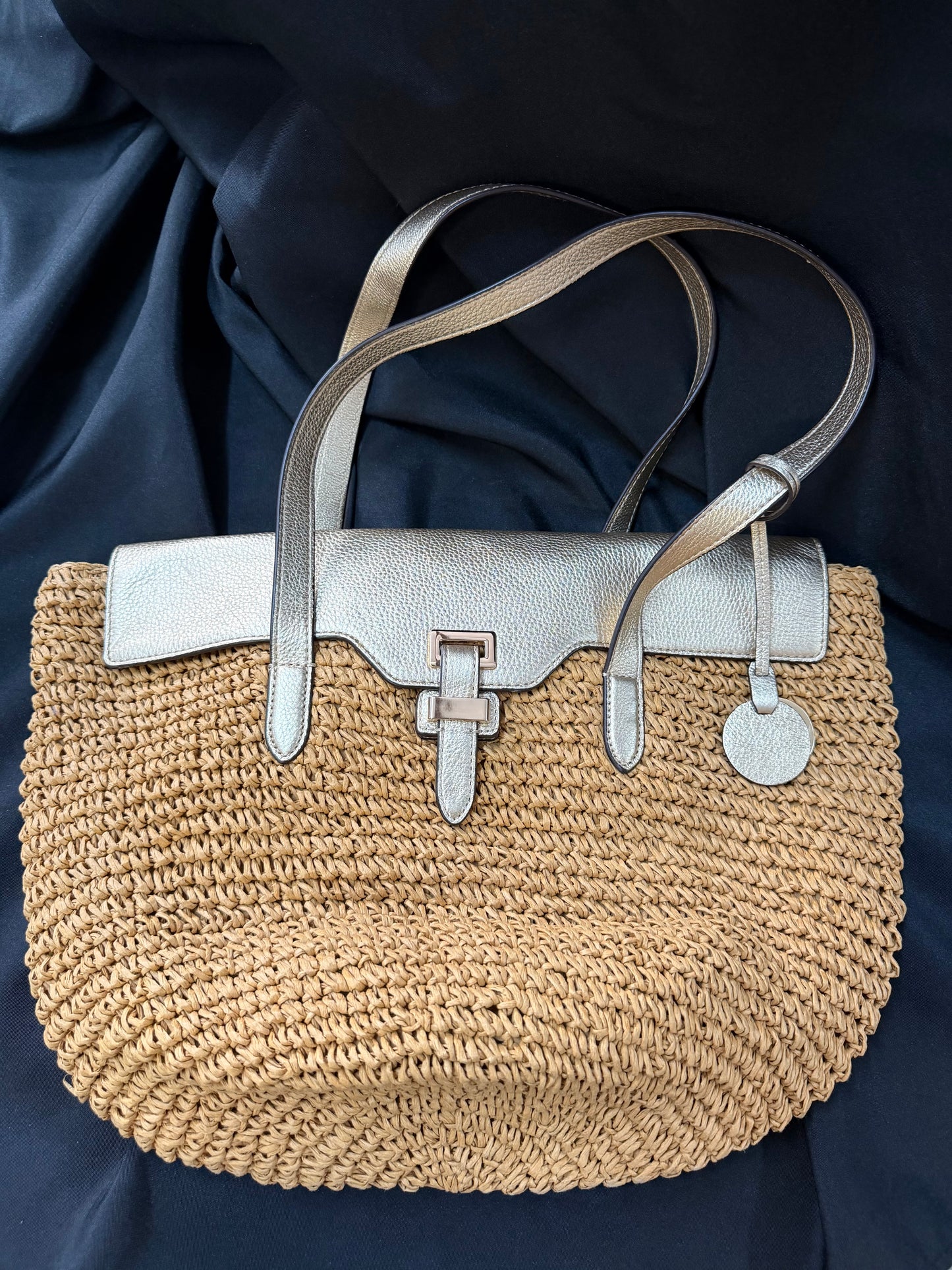 Michael Kors Naomi Large Tote — Woven Straw with Leather Straps