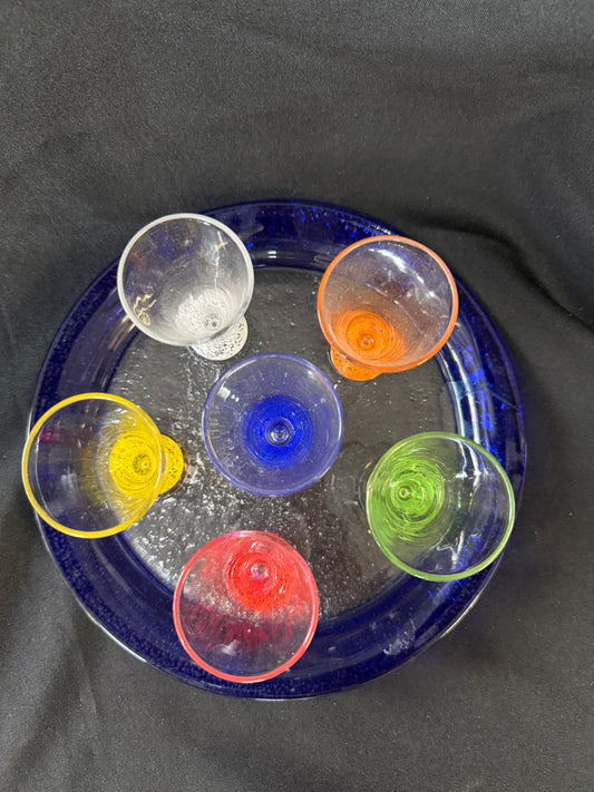 Dansk Vivacious Cordial Shot Glass Set — 1.5 oz Crystal, Set of 6 (Multi-Colored)