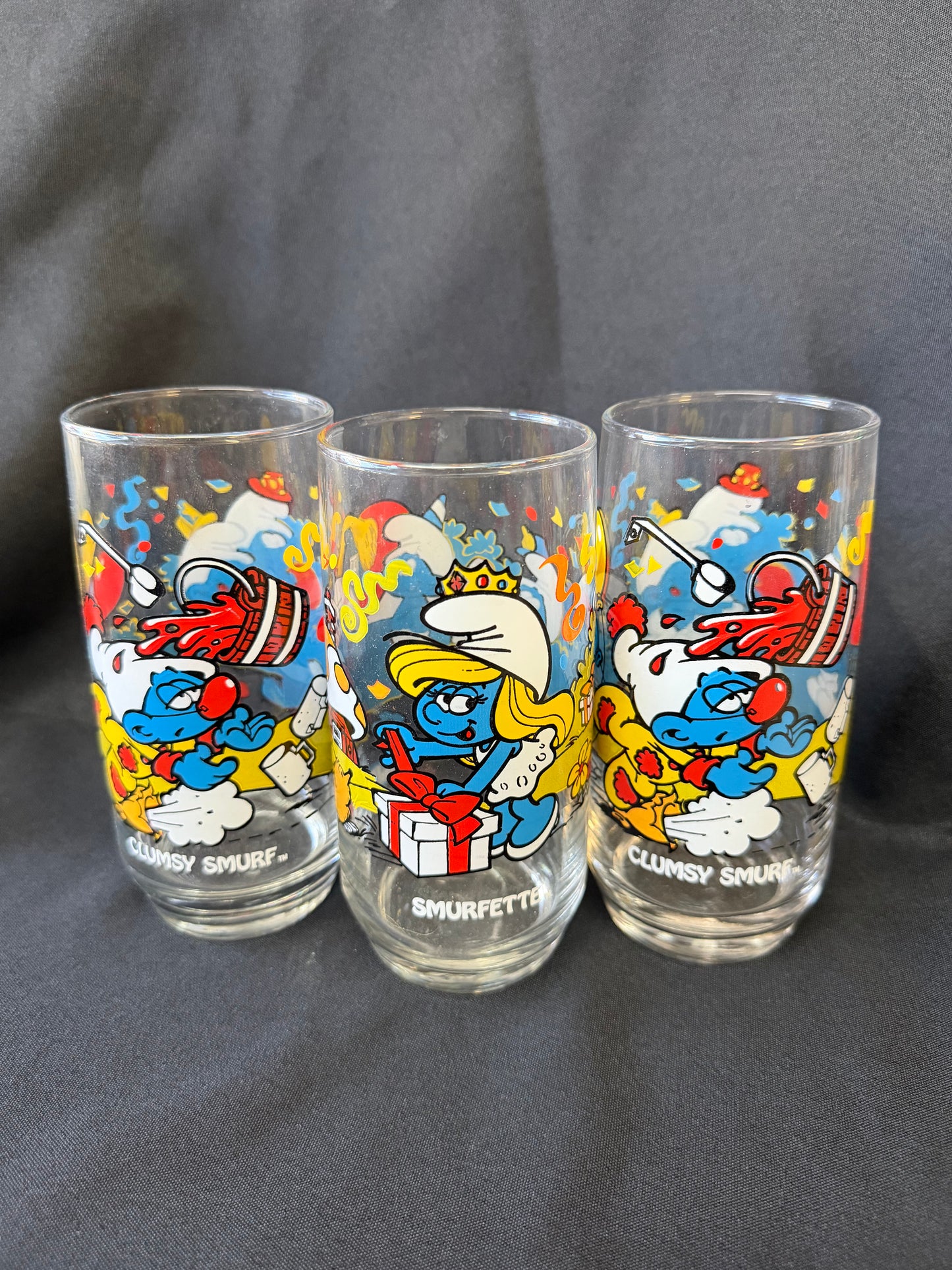 Smurfs Collectors Drinking Glass set (vintage 1983) - Wallace Berrie & Co. and Peyo