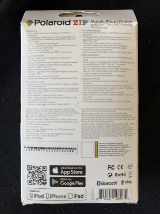 Polaroid ZIP Mobile Photo Printer + ZINK Paper