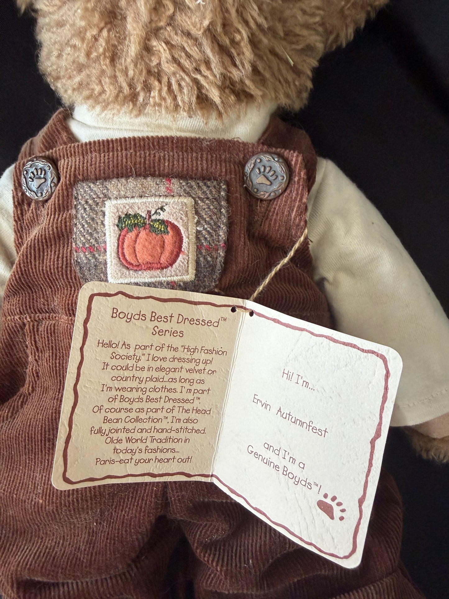 "Ervin Autumnfest" Teddy Bear - Boyds Best Dressed Series