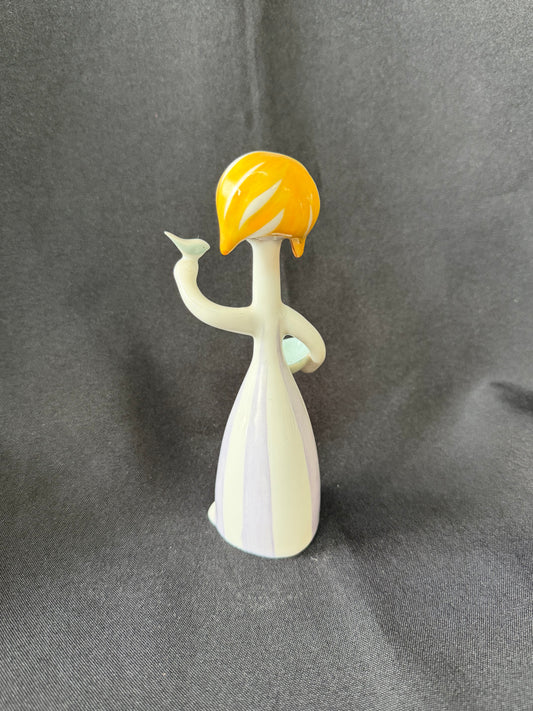 Cinderella with bird - Vintage Hollohaza Porcelain Figurine - Hungary