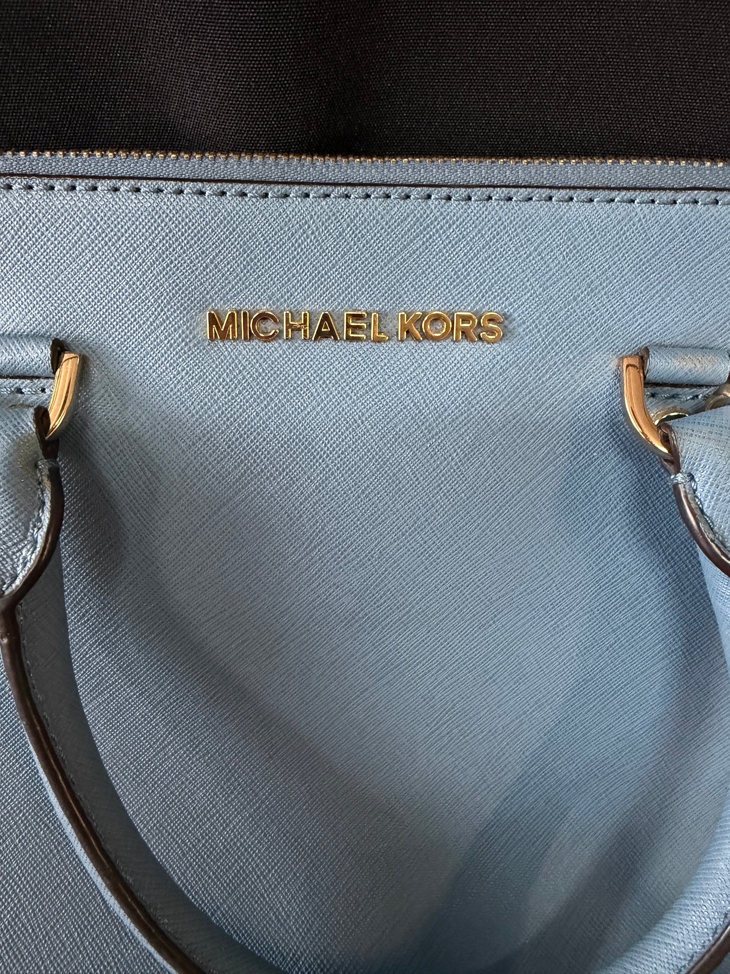 Michael Kors Cindy Large Dome Leather Satchel – Pale Blue