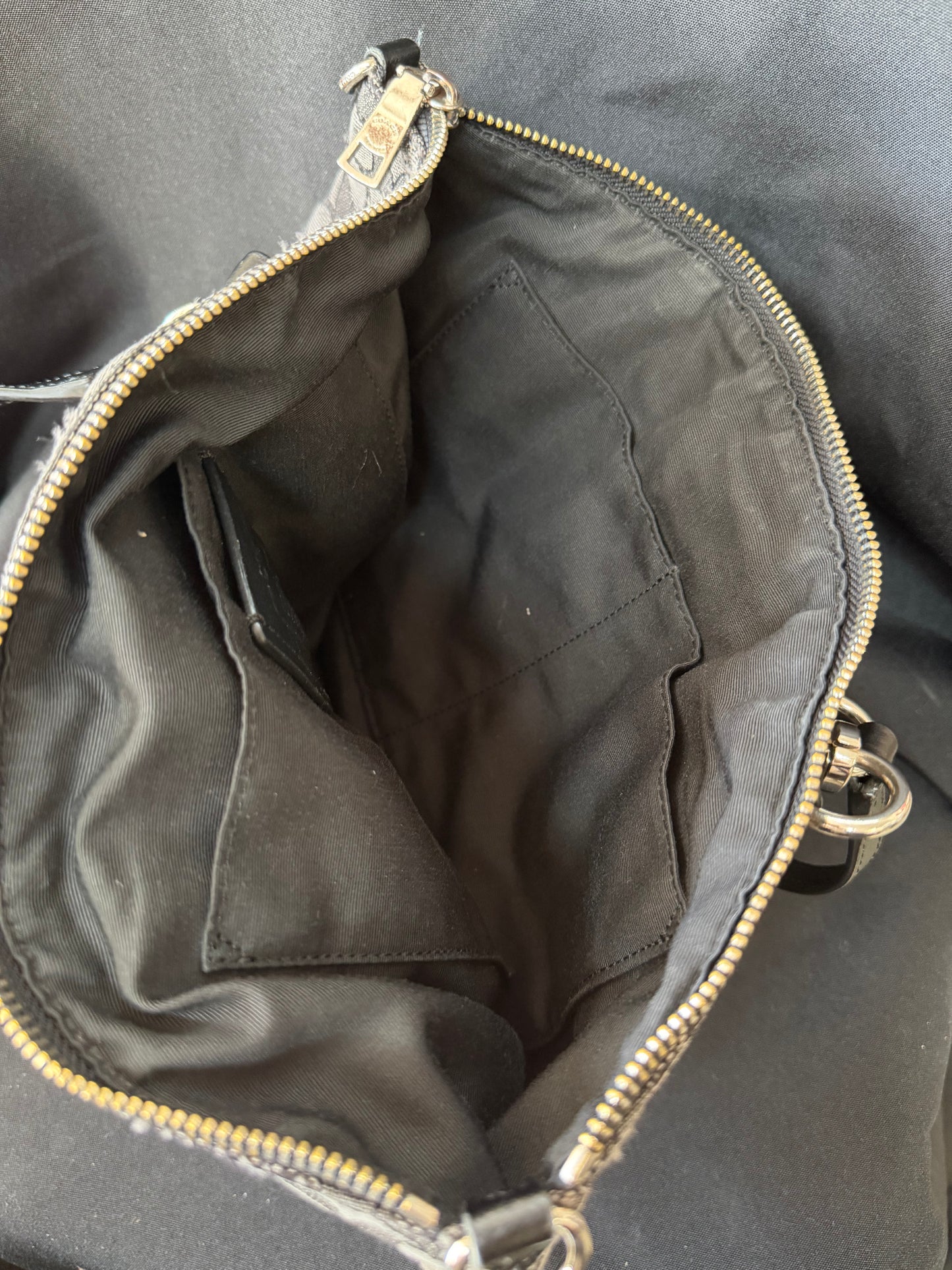 Coach Small Kelsey Satchel Handbag - Black Monogram Canvas