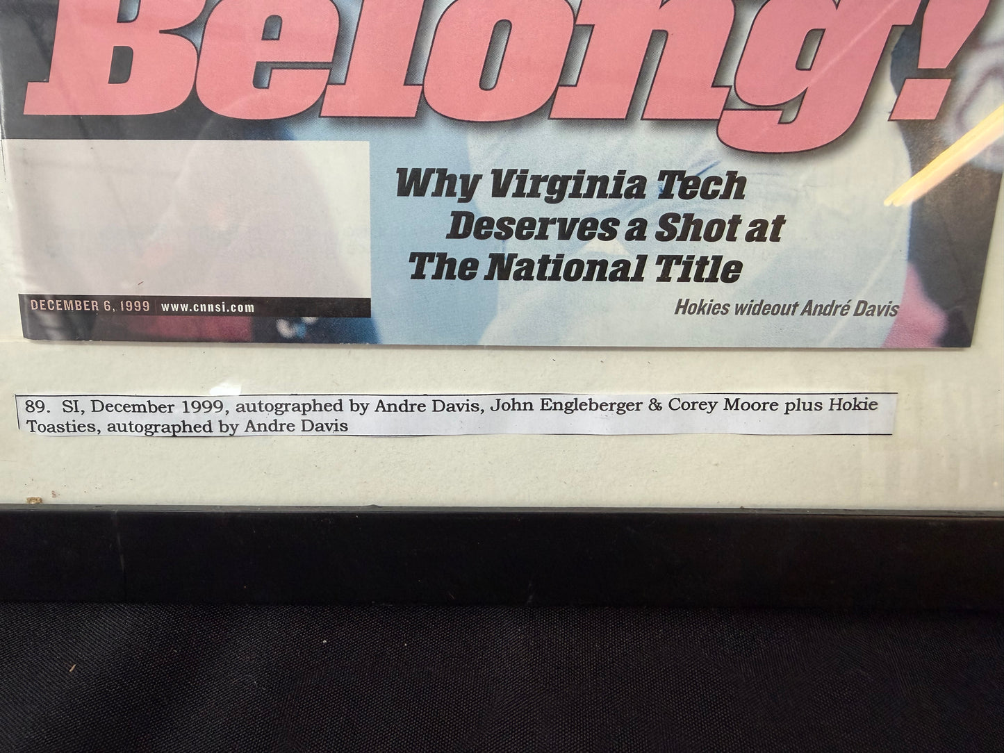 Sports Illustrated 1999 Issue featuring VT Wide Receiver Andre Davis (autographed)