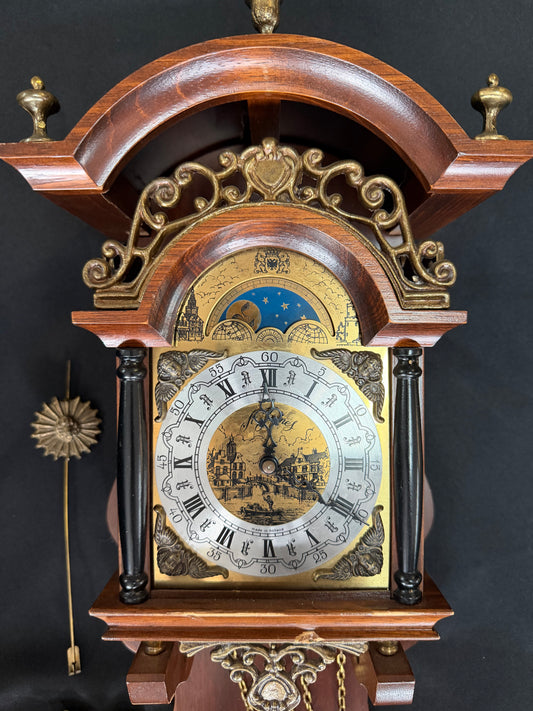 Dutch Warmink Dutch Sallander Vintage Wall Clock - Moonphase 8 day (Friesian era)