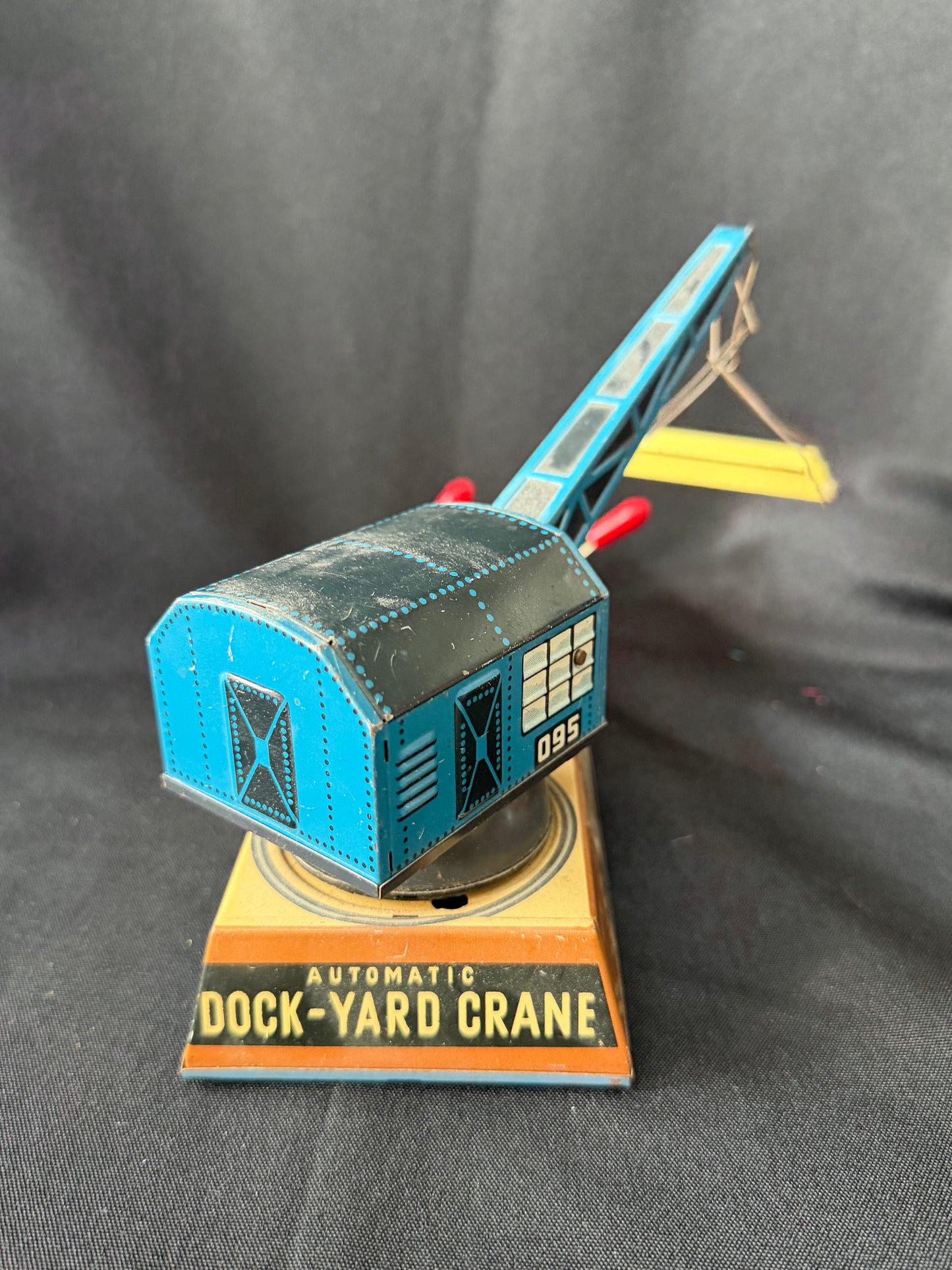 Automatic Dock Yard Crane Wind-Up Tin Litho Toy —1950s Hans Biller West Germany