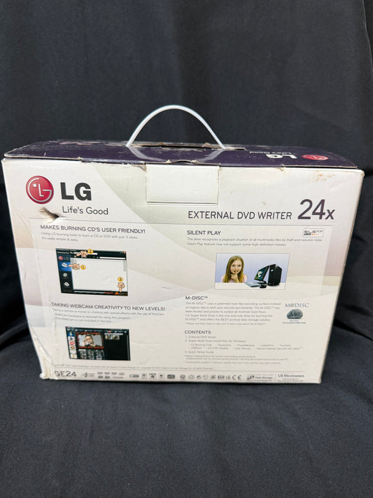 LG GE24 External DVD Writer 24x USB 2.0 Super Multi M-DISC – Mac & Windows