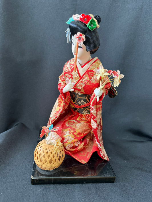 Vintage Japanese Geisha Doll — Red & Gold Kimono by Nishi & Co.