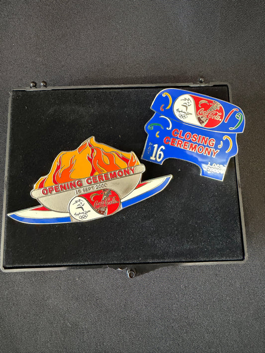 Vintage 2000 Sydney Summer Olympics — Opening & Closing Ceremony Coca-Cola Pin Set (2 Pieces)