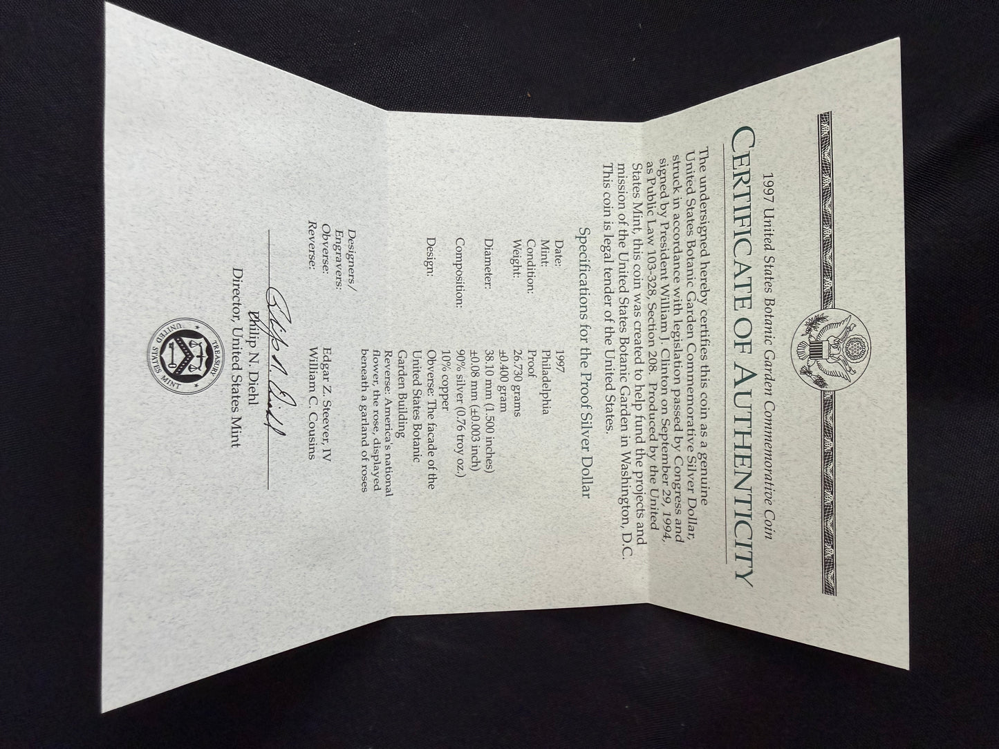 United States Botanic Garden Commemorative Coin - 1997