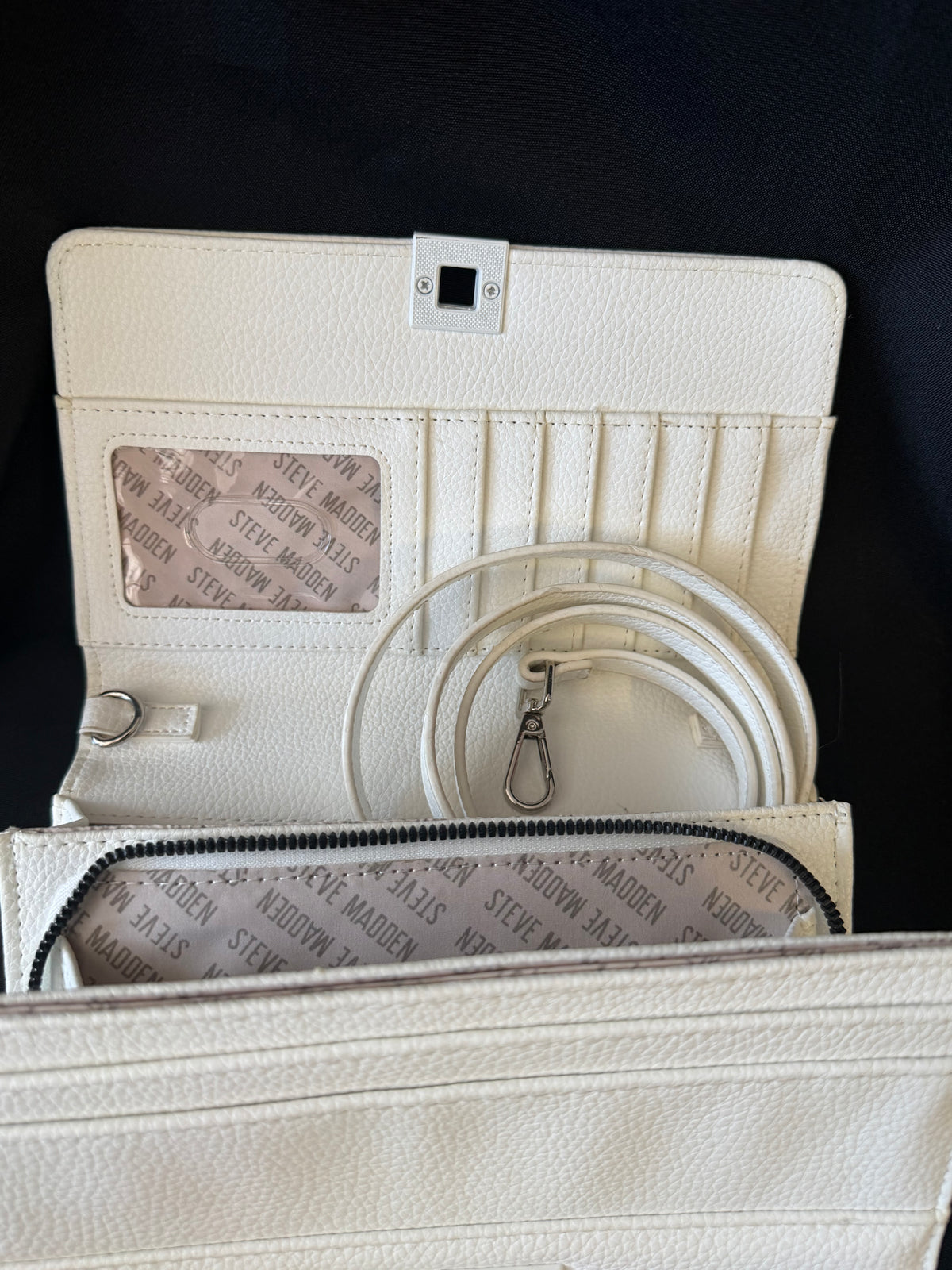 Steve Madden — White Monogram Logo Crossbody Bag