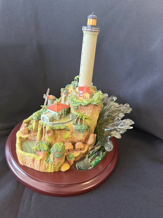 Lenox — “Light at Paradise Cove” Coastal Lighthouse Sculpture with Wood Base (2002)
