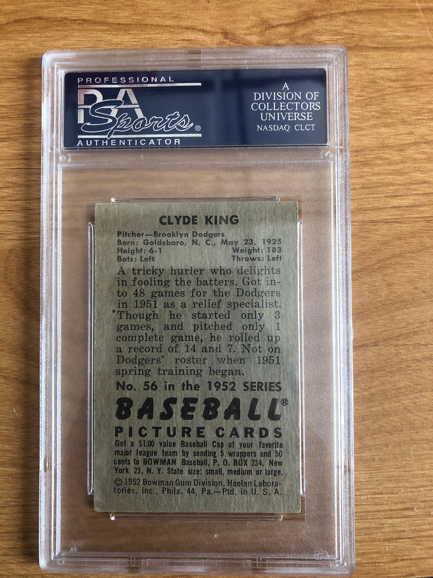 1952 Bowman Clyde King Baseball Card