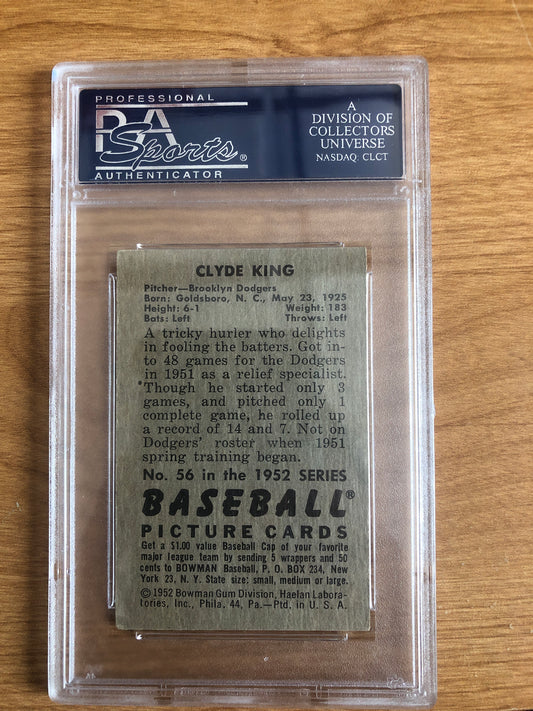 1952 Bowman Clyde King Baseball Card