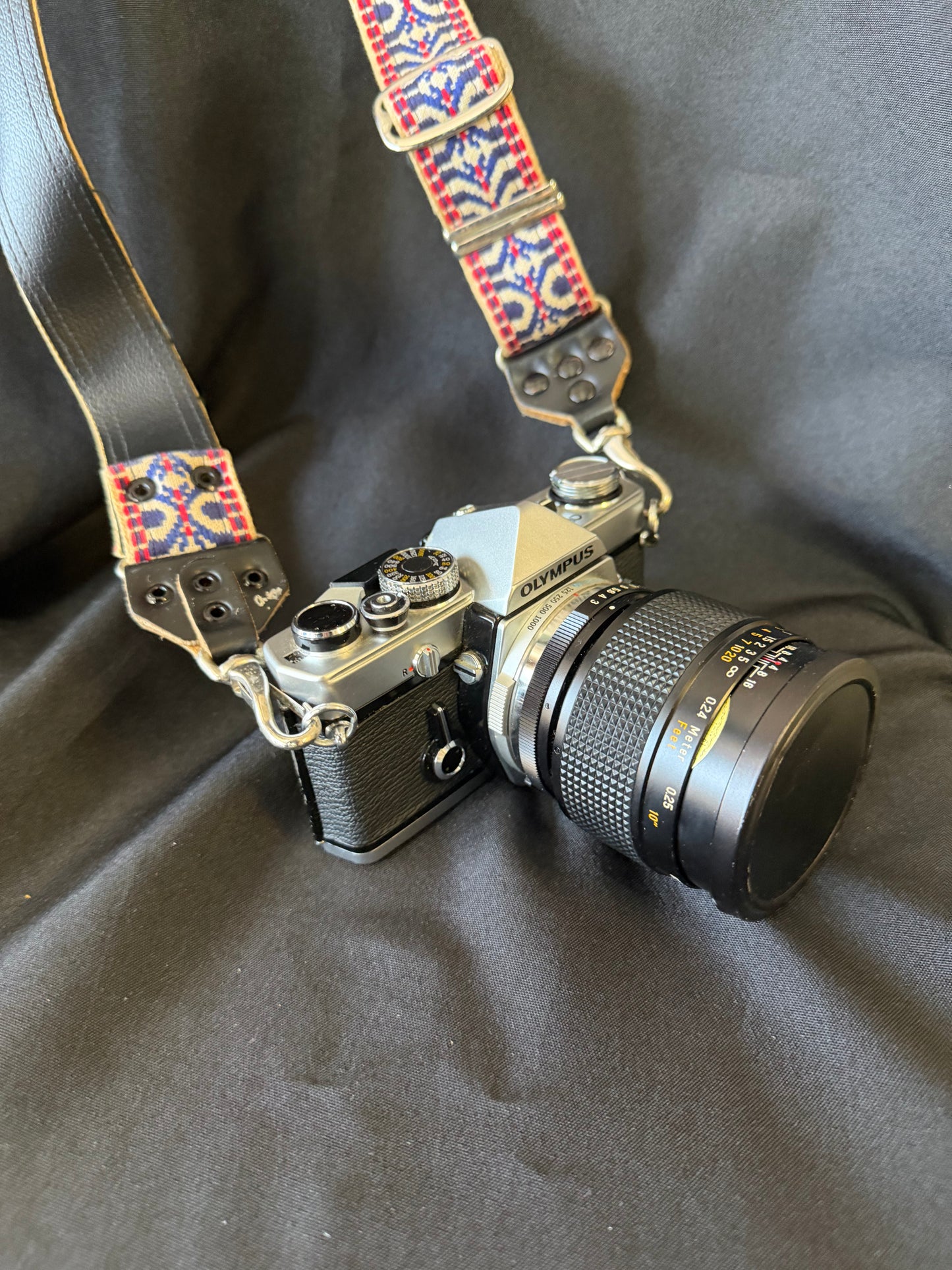 Olympus OM-1 Film Camera – Silver with 55mm Macro Lens