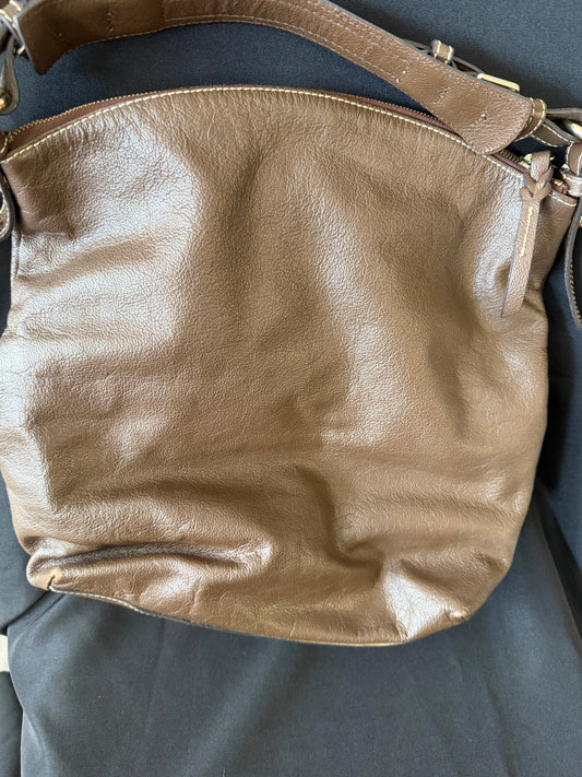 Dooney & Bourke Dillen Pocket Sac Hobo Bag Brown Pebbled Leather