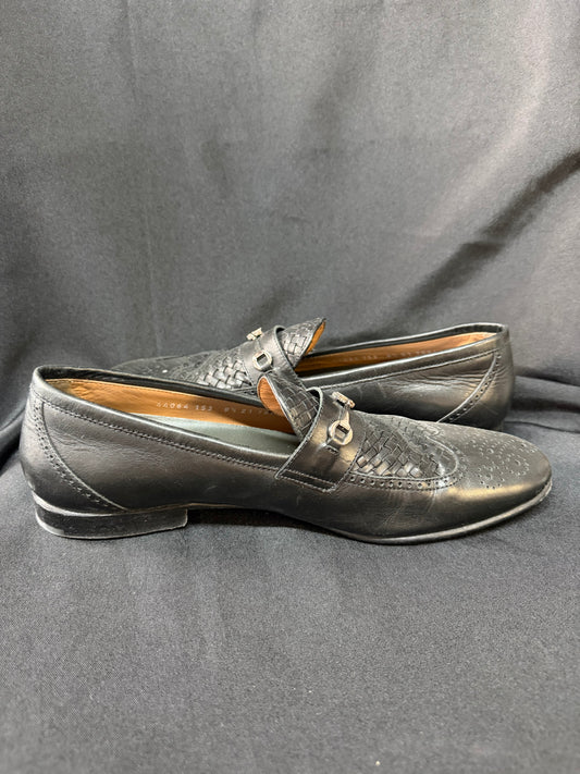 Moreschi Black Woven Leather Loafers – Made in Italy
