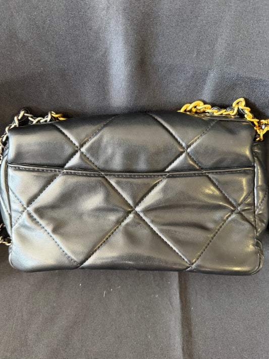 Chanel 19 - Handbag Black Lambskin Leather Gold Silver Ruthenium Tone Strap