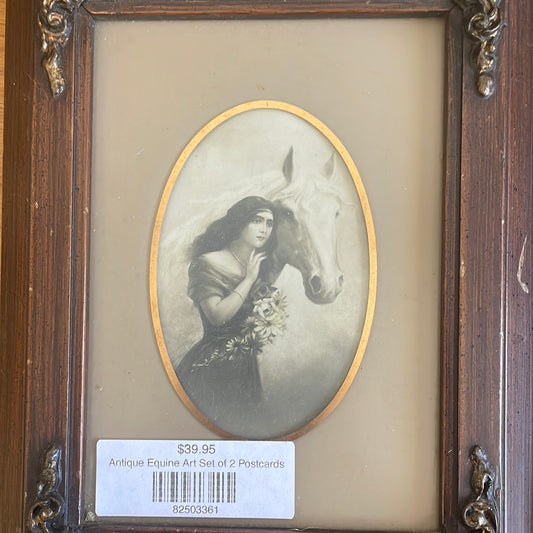 Antique Equine Art Set of 2 Postcards