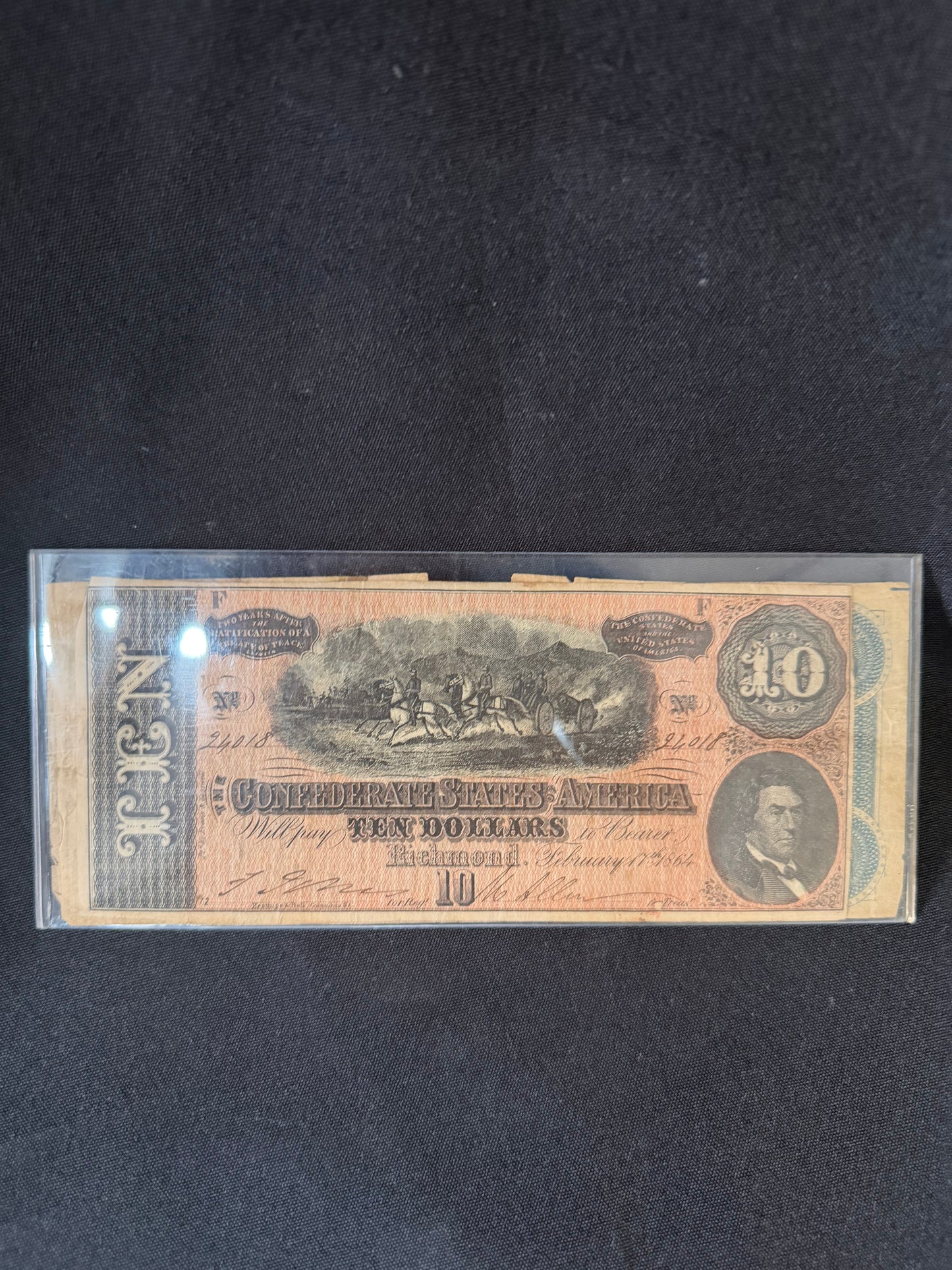 1864 Confederate States of America $10 & $5 Bill — Richmond, VA