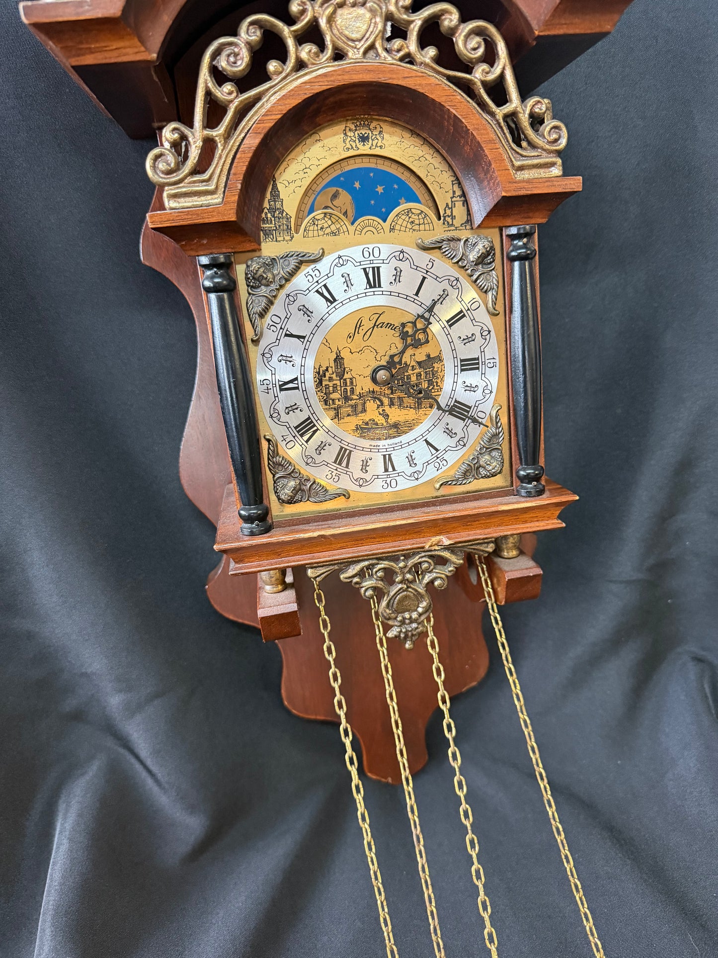 Dutch Warmink Dutch Sallander Vintage Wall Clock - Moonphase 8 day (Friesian era)