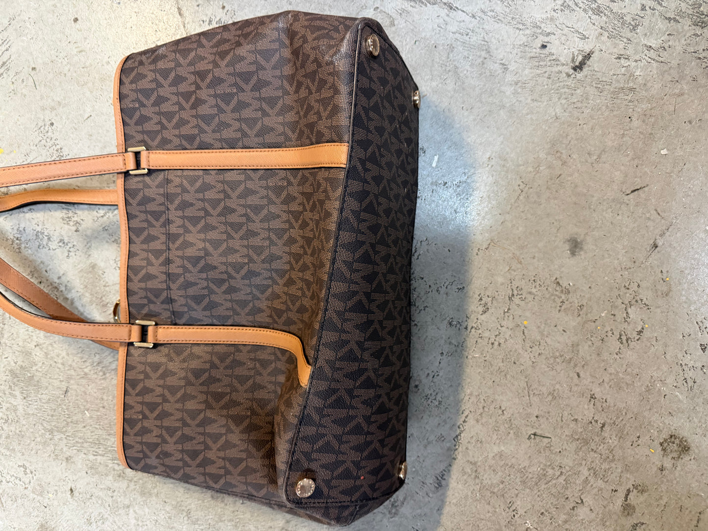 Michael Kors Large Temple Tote Bag — Brown Monogram Canvas