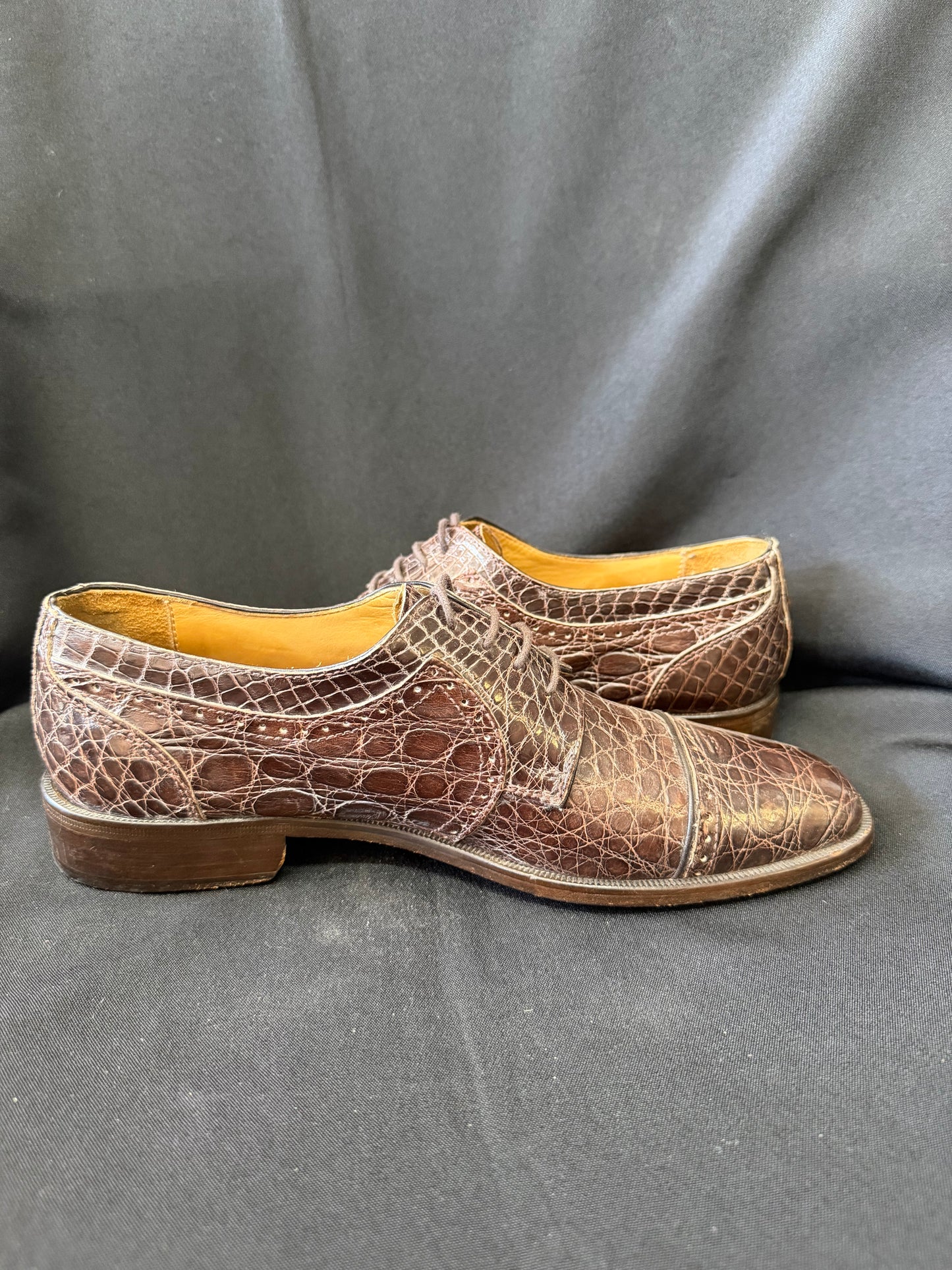 Zelli — Genuine Crocodile Leather Oxford Shoes (Style #1495, Size 8.5)