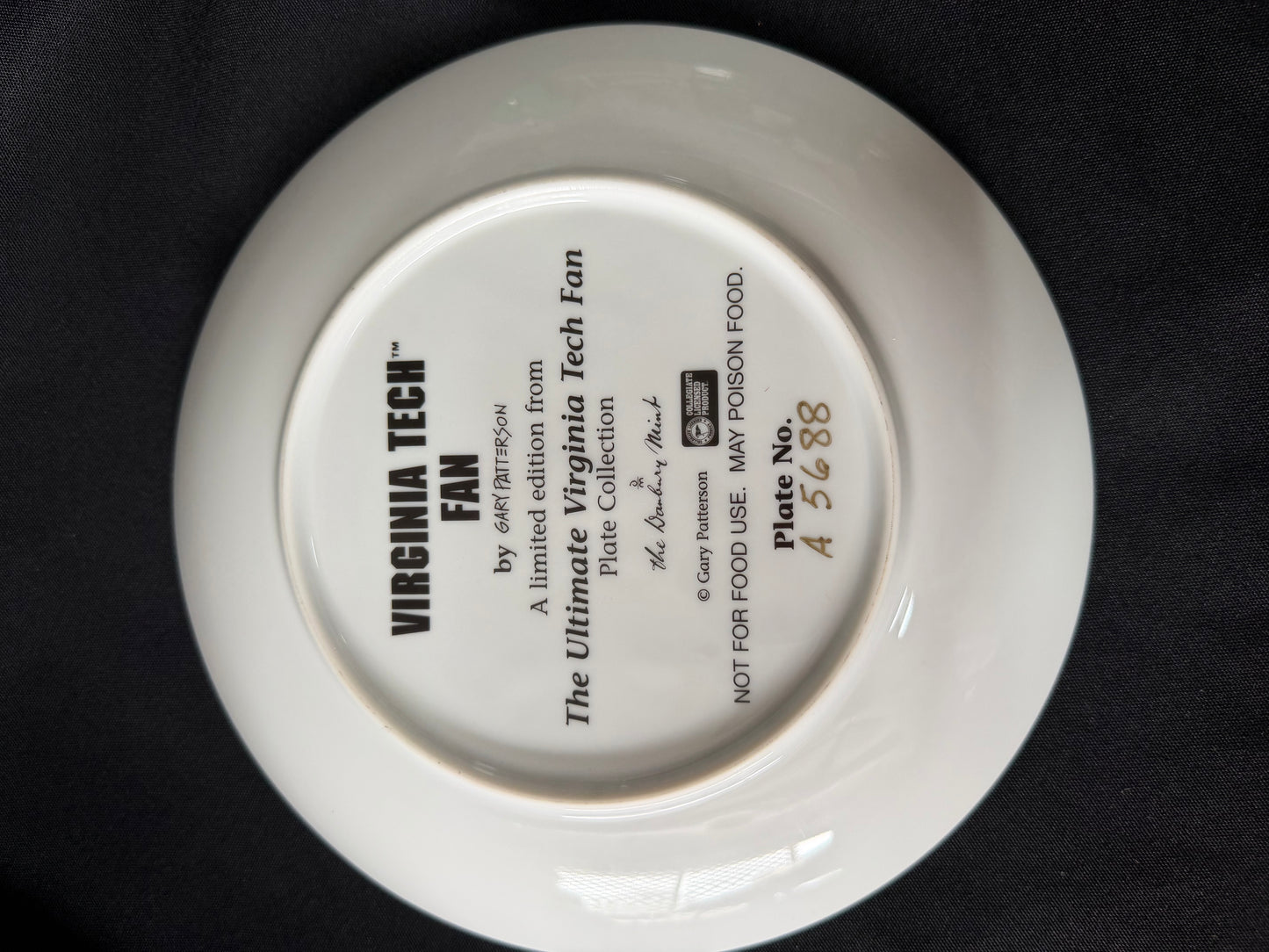 Danbury Mint - the Ultimate Virginia Tech Fan Plate (23k gold trimmed)