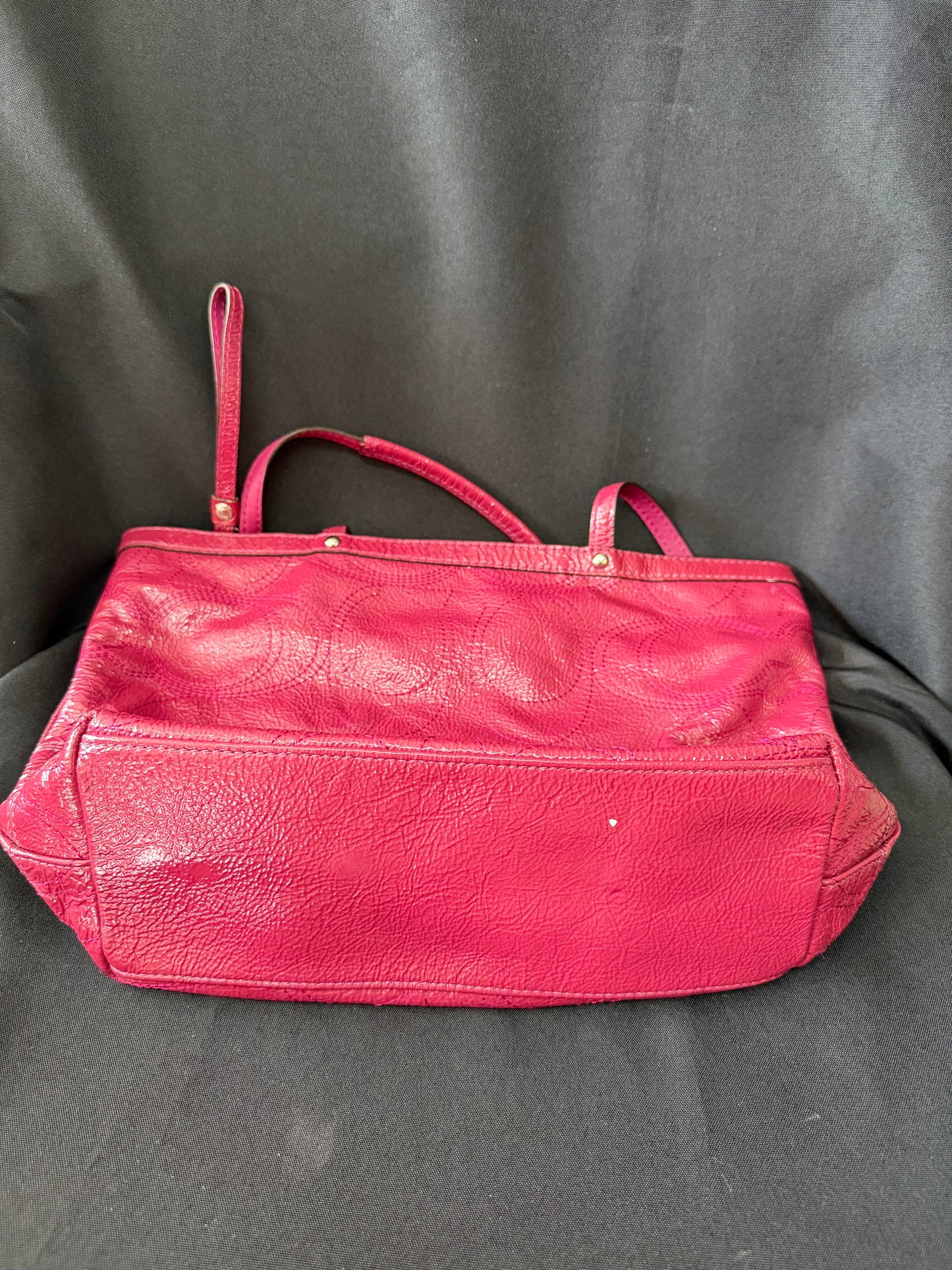 Coach Stitched Signature C Berry Pink Leather Tote Bag