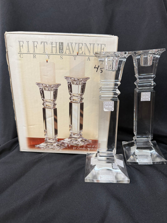 'Lucerne' Set of 2 - 10" Candle Holders 24% Lead Crystal