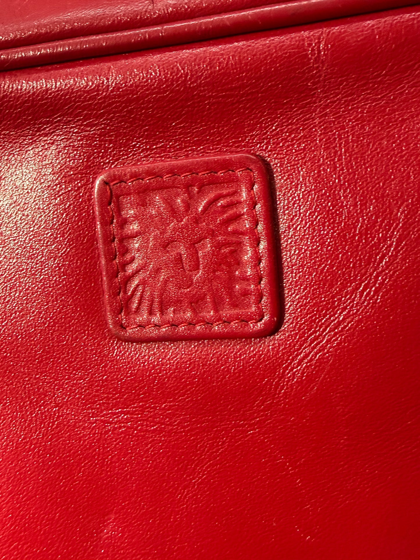 Vintage Anne Klein for Calderon Red Leather Shoulder Crossbody Purse