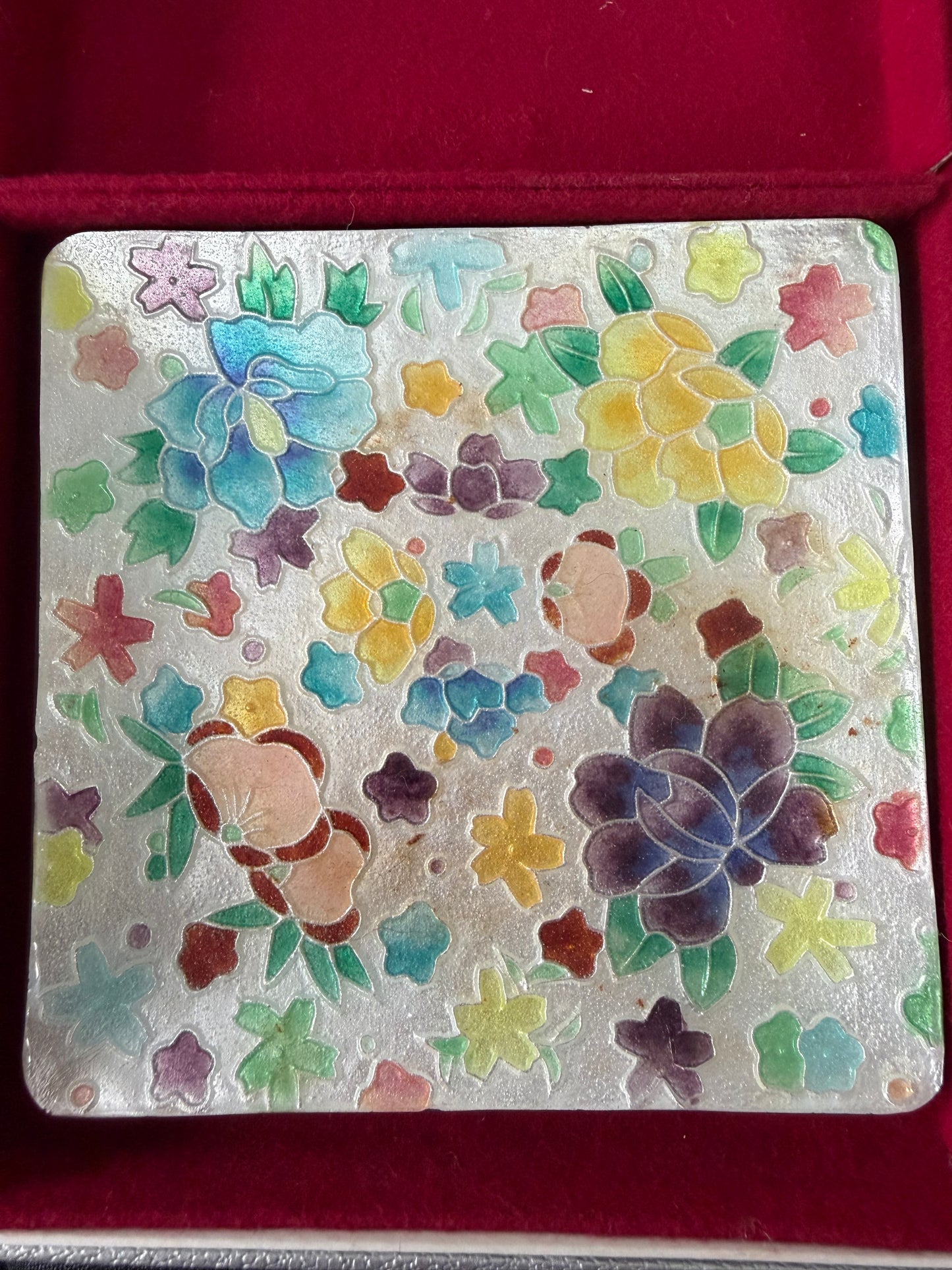 Vintage Japanese Tutanka Enamel Cloisonné Plates - set of 5