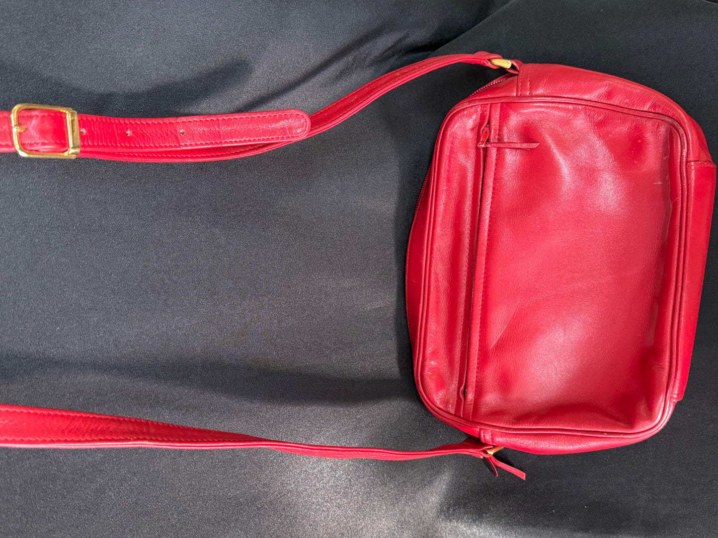 Vintage Anne Klein for Calderon Red Leather Shoulder Crossbody Purse