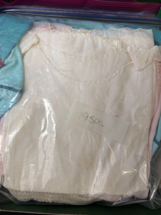 Vintage 1950s Baby Clothing & Shoes with 1920s Baby Shoes — Presented in Vintage Sears Holiday Gift Box