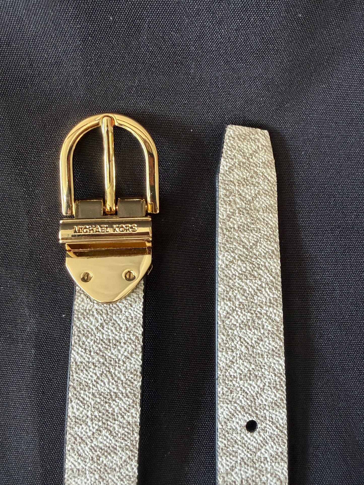 Michael Kors Women's Reversible MK Logo Belt in White & Black