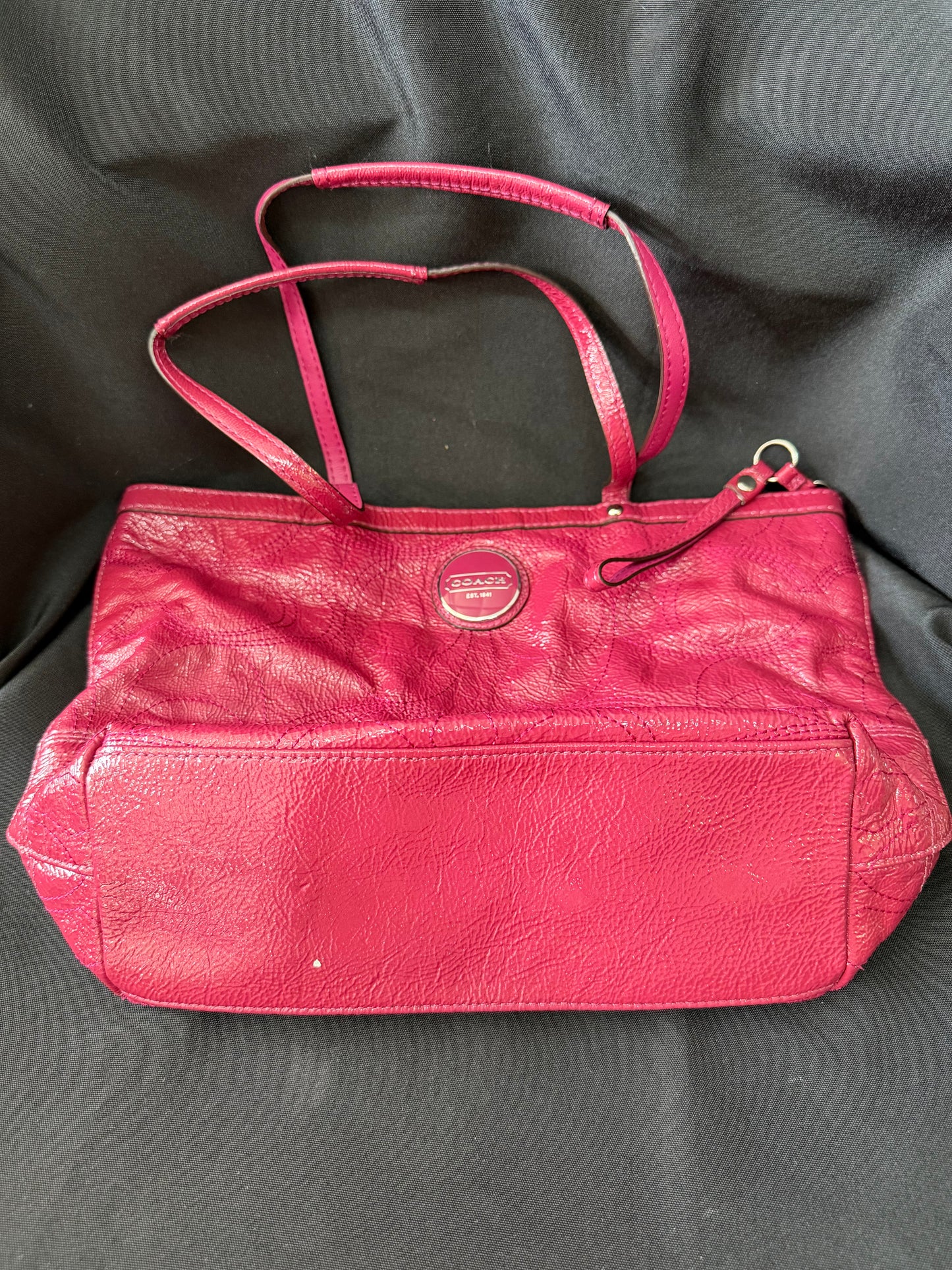 Coach Stitched Signature C Berry Pink Leather Tote Bag
