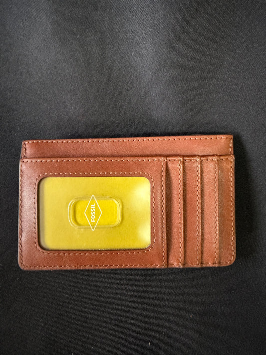 Fossil Logan Zip Card Case – Brown Leather