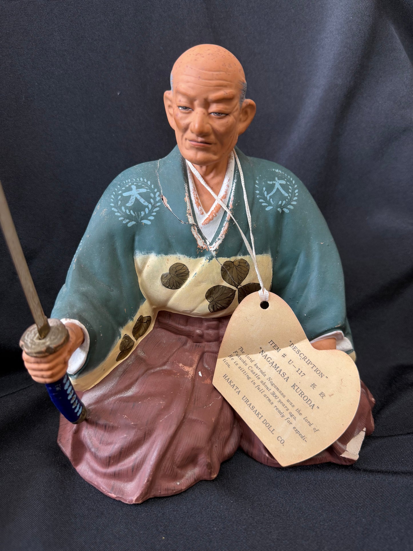 Hakata Urasaki Doll Co. — "Nagamasa Kuroda" Clay Statue (#U-117)