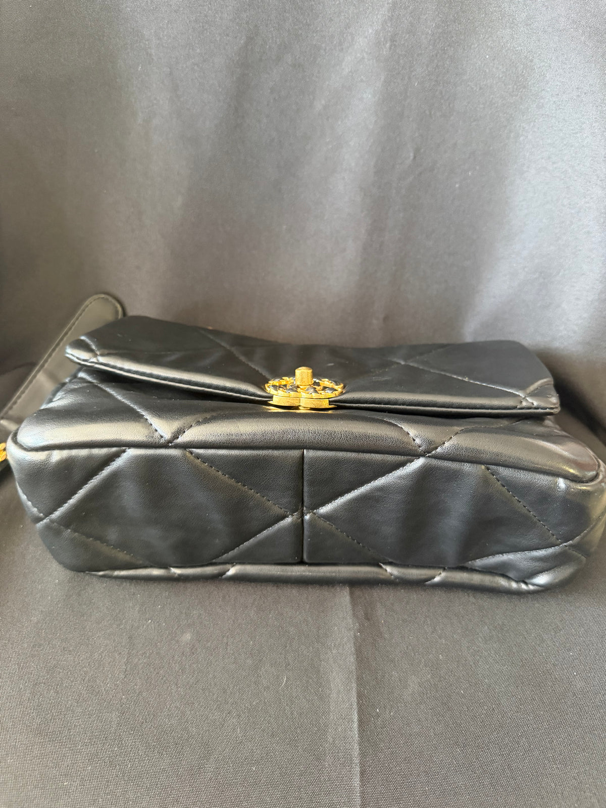 Chanel 19 - Handbag Black Lambskin Leather Gold Silver Ruthenium Tone Strap