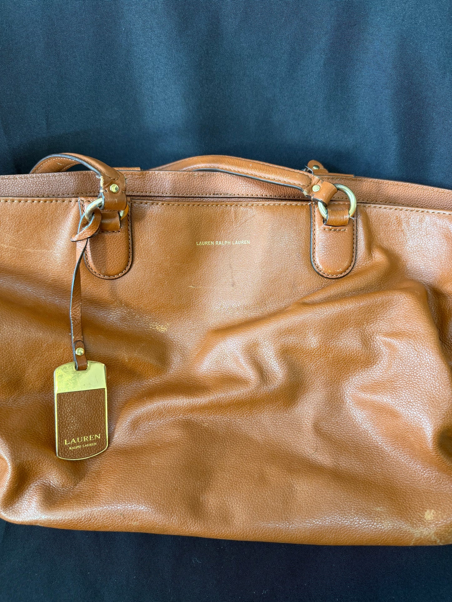 Lauren Ralph Lauren Large Leather Marcy Satchel — Brown