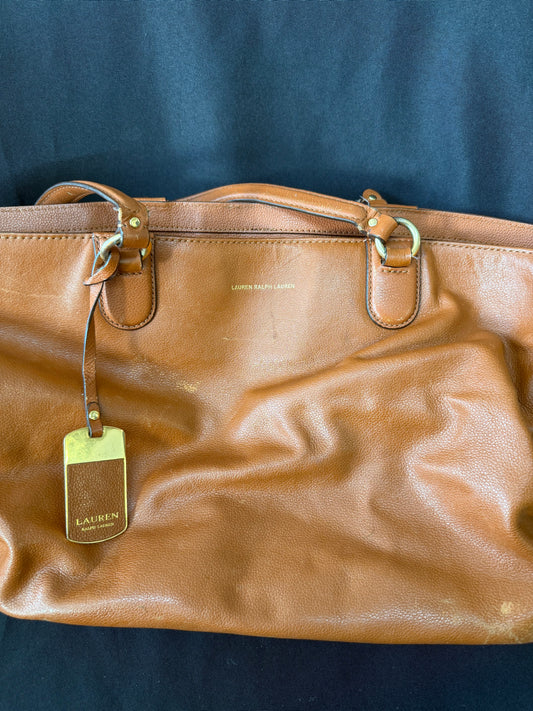 Lauren Ralph Lauren Large Leather Marcy Satchel — Brown