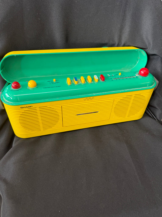 Sharp QT-V40 Stereo Radio Cassette Recorder Yellow Green AM/FM - Tested WORKS