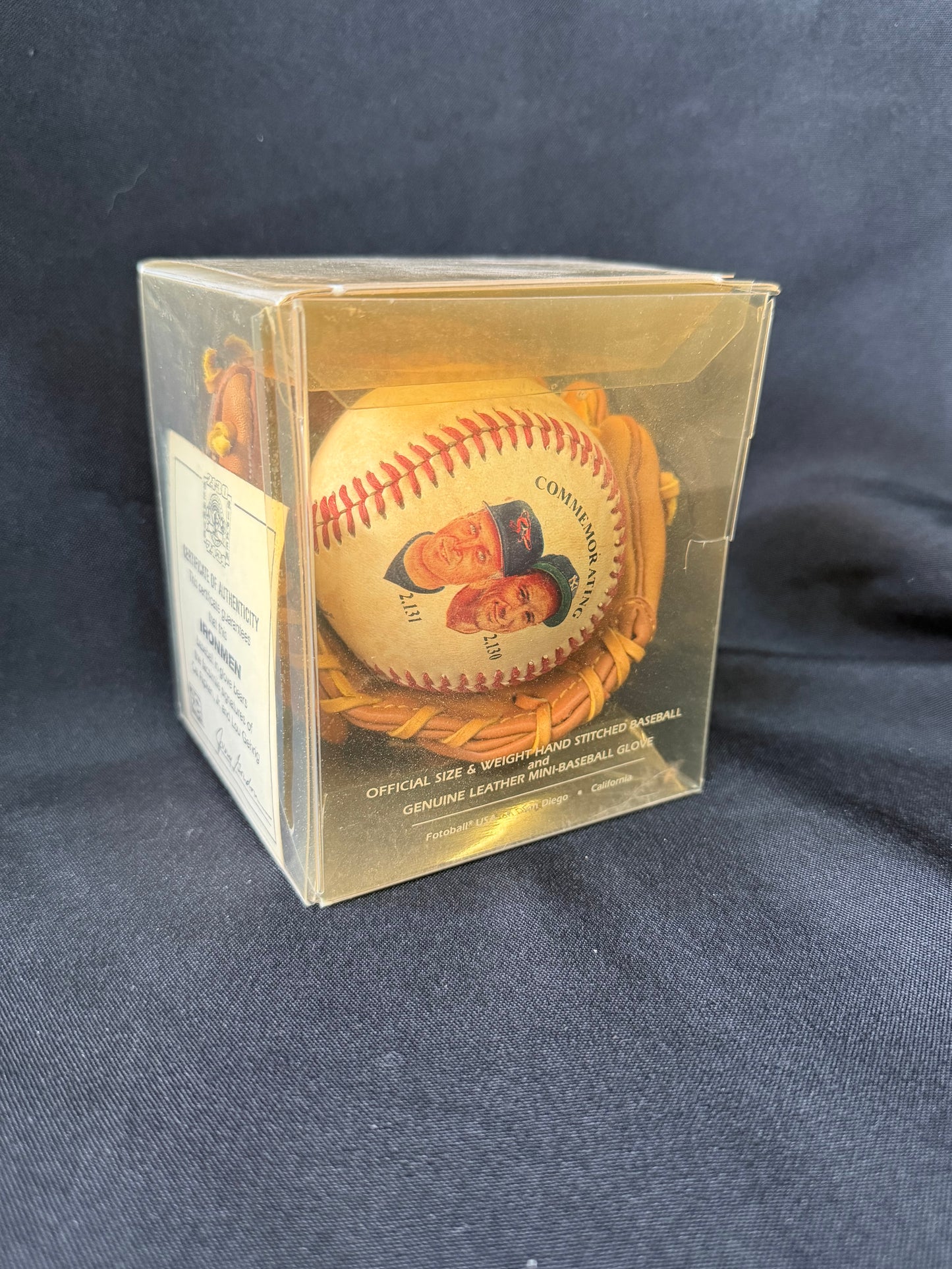 IRONMEN Cal Ripken Jr. & Lou Gehrig Baseball & Glove with Facsimile Signatures