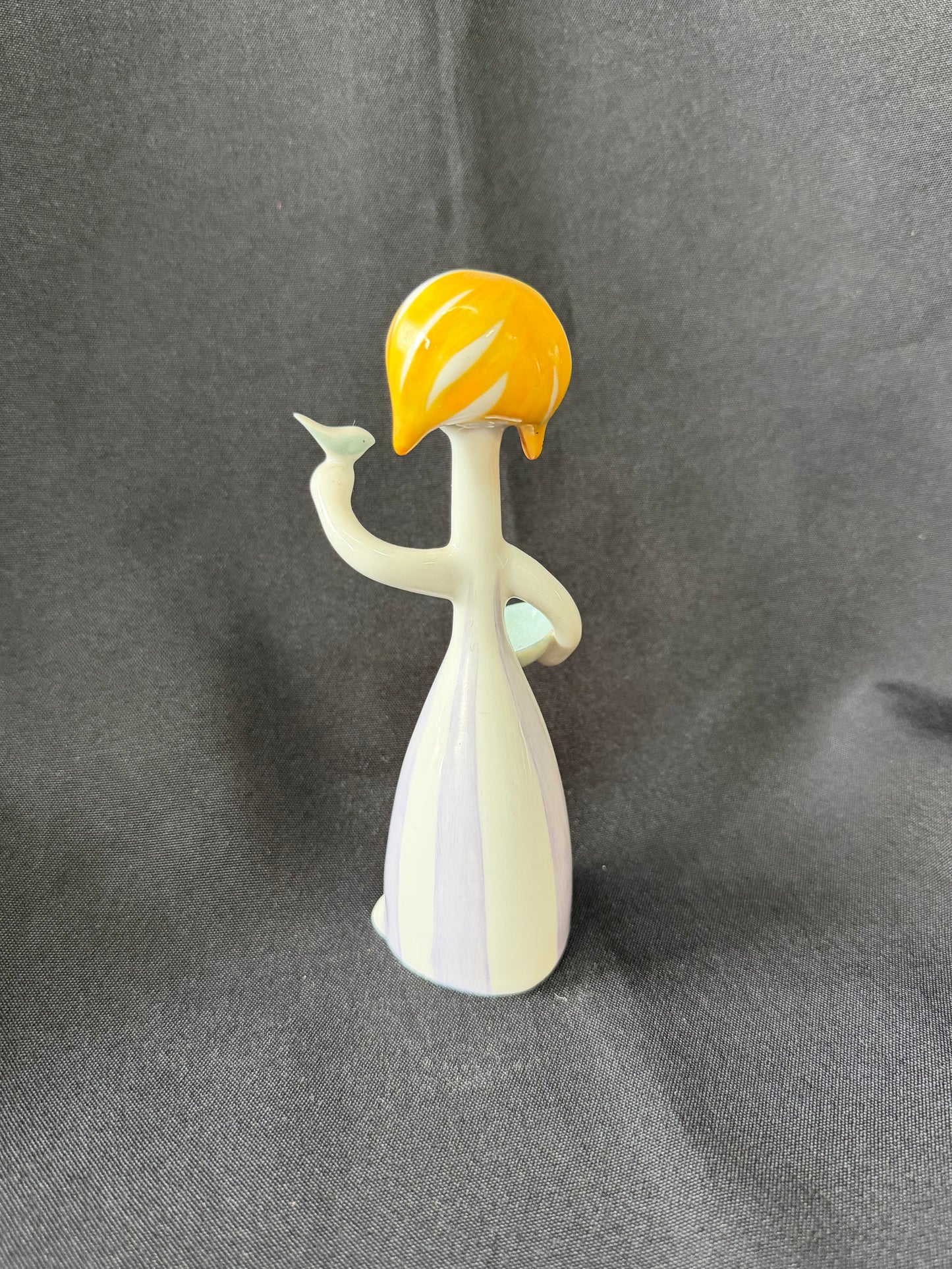 Cinderella with bird - Vintage Hollohaza Porcelain Figurine - Hungary