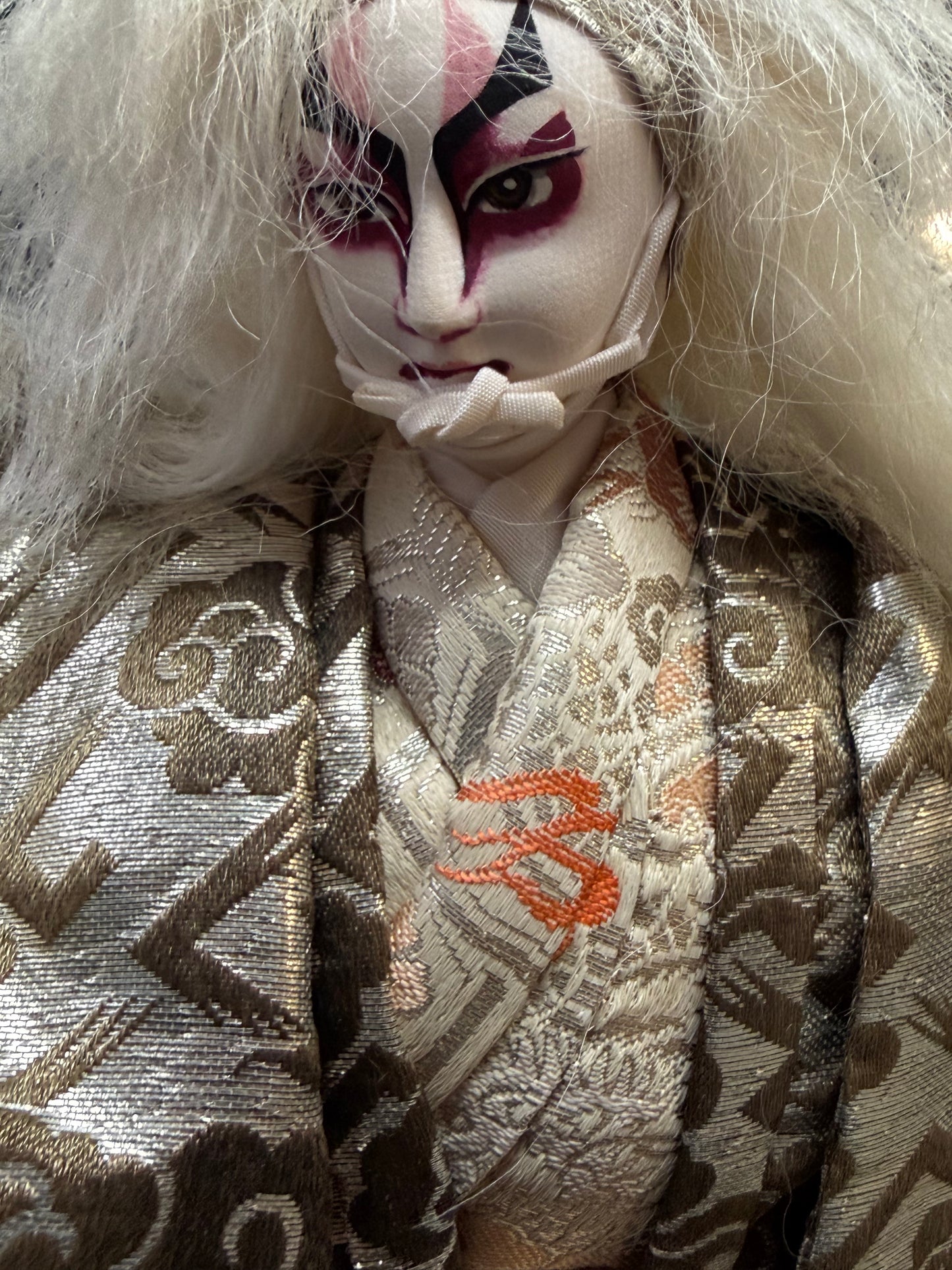 Vintage Japanese "Kagamijishi" Kabuki Doll - 16"