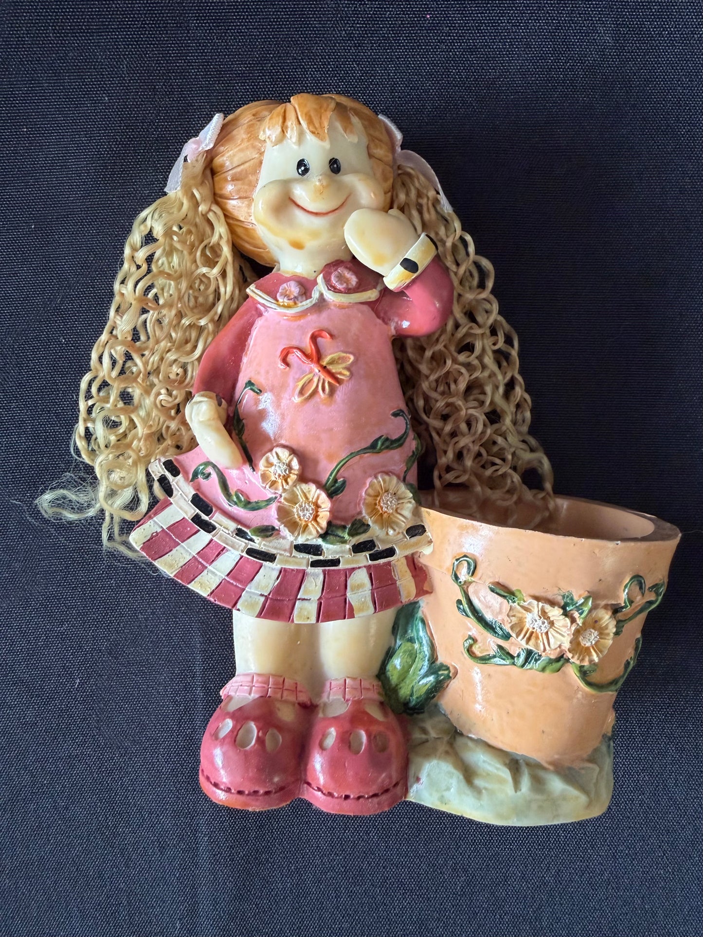 Resin Flower Pot Girl Figurine - Set of 3
