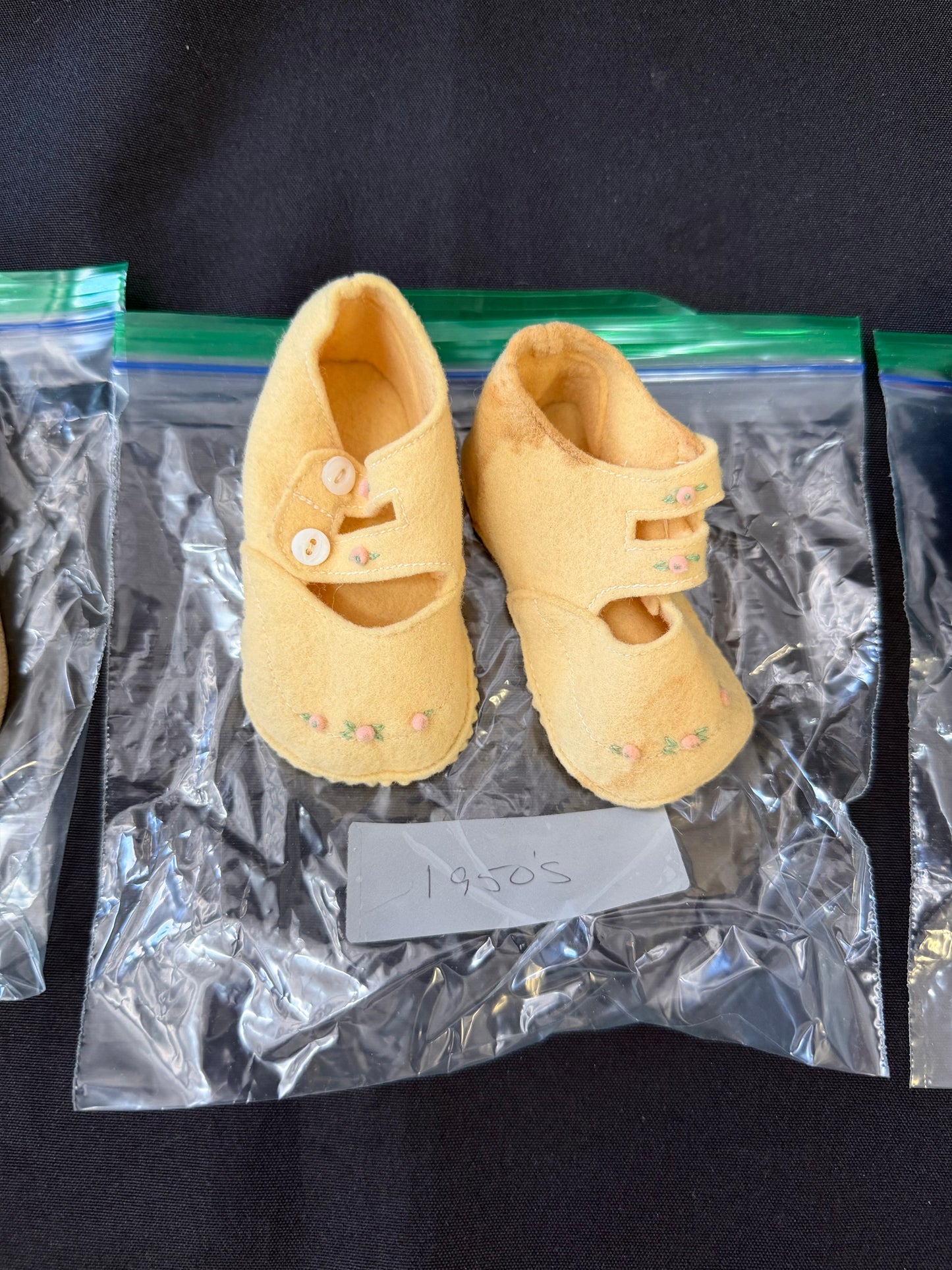Vintage 1950s Baby Clothing & Shoes with 1920s Baby Shoes — Presented in Vintage Sears Holiday Gift Box